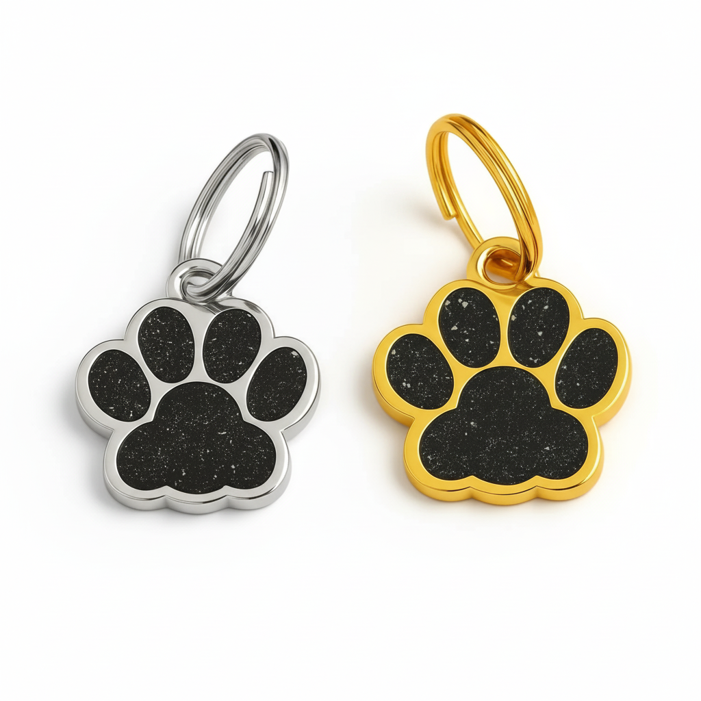 Personalisierter Pfotenanhänger Gold – Graviertes Namensschild für Hunde & Katzen